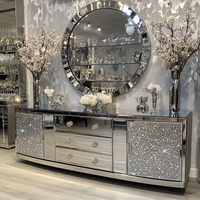Meubles de décoration pour la maison Meuble TV en cristal diamant avec miroir