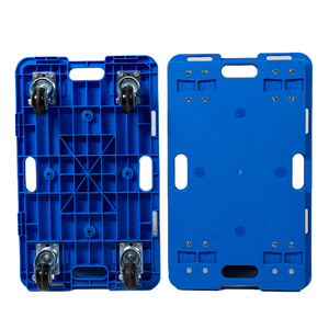 Chariot à palettes multifonctionnel en plastique renforcé de qualité industrielle, bleu, à quatre roues, avec caisse solide, écologique, pour entrepôt - Product Image 3