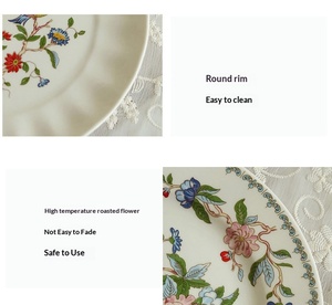 Offre Spéciale – Assiettes en Céramique Traditionnelles Chinoises de 8 Pouces à Motifs Floraux et Oiseaux, Bord Festonné, <span class=keywords><strong>pour</strong></span> Dîner, Desserts et Gâteaux à Domicile - Product Image 6