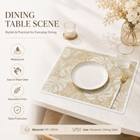 Set de table en PEVA imperméable et facile à nettoyer, motif feuille de Monstera beige neutre, protection de table à manger botanique tropicale