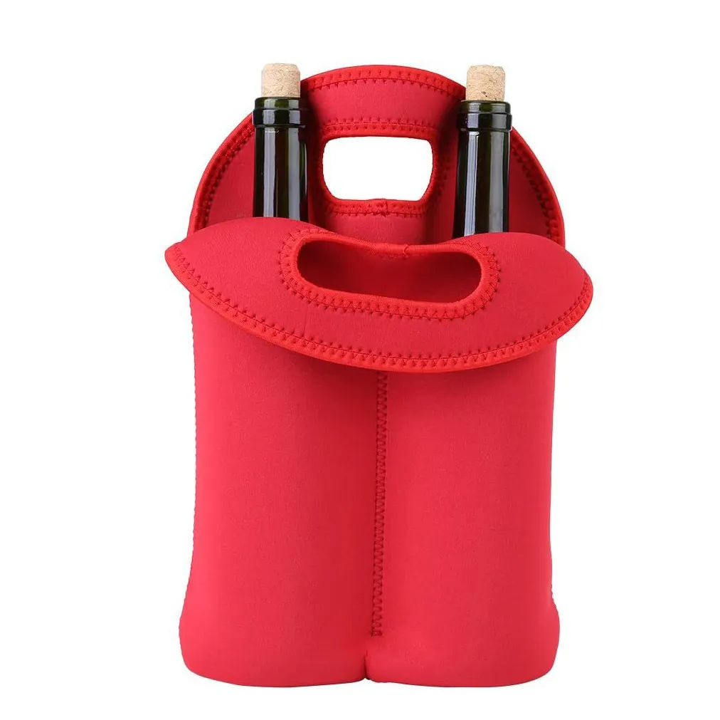Bolsas de refrigerador suaves de neopreno personalizadas para botellas de cerveza de champán, 4 portabotellas, bolso de mano de vino, bolsas de asas de vino aisladas