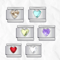 RVS Italiaanse charme armband met kleurrijk hart geboortesteen modulair DIY sieraden voor vrouwen, cadeau voor verjaardag/Valentijnsdag
