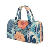 Sac à main brodé personnalisé avec imprimé corail hawaïen, imprimé floral Hibiscus des Fidji, pour le shopping, les voyages et le quotidien