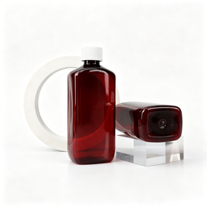 Botella de PET Ámbar de Grado Médico de 16 oz para Jarabe para la Tos, Botella de Plástico Ámbar Farmacéutica con Tapa de Rosca de PP - Product Image 2