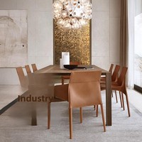 Chaise de salle à manger en cuir de style nordique italien, mobilier de salle à manger, chaise de réception d'hôtel, chaise de négociation de bureau en cuir de selle