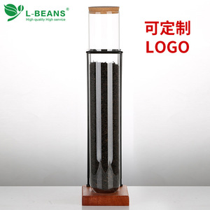 Exhibidor de Té L-Beans con Frascos de Vidrio y Base de Madera para Uso en Exhibiciones - Product Image 5