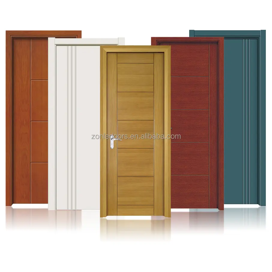 Pintu berongga inti asap pintu interior kulit panel pvc pintu putih kayu MDF HDF pintu dengan kunci pintar