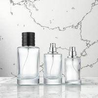 Diffuseur de parfum cylindrique haut de gamme à fond épais, gravé à l'acide, 3050100ML15, avec fixation baïonnette/vis, transparent, portable, à pression