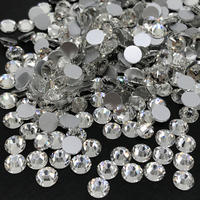 Strass en verre cristal AB à dos plat 6A, 12 facettes, non thermocollant