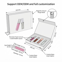 Ensemble d'emballages de luxe sur mesure pour gloss à lèvres blancs, boîte rigide pliable à fermeture magnétique avec insert personnalisé