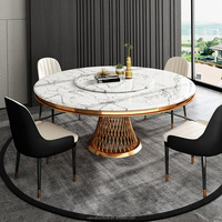 Table à Manger Ronde en Marbre de Luxe Moderne Haut de Gamme 2021 pour Hôtel et Restaurant Avec Plateau Tournant