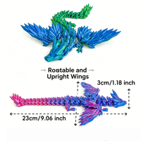 Dragon en cristal imprimé en 3D avec ailes articulées flexibles, jouet, cadeau pour panier de Pâques, décoration de bureau et objet de collection pour les fêtes