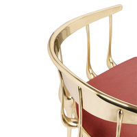 Chaise de salle à manger de luxe italienne pour salon, design moderne en laiton fait à la main avec du velours européen, cuivre pur doré pour hôtels et villas