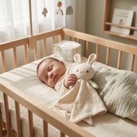 Doudou en coton biologique pour bébé, animal en peluche doux, jouet apaisant pour nouveau-né, cadeau pour le sommeil des nourrissons
