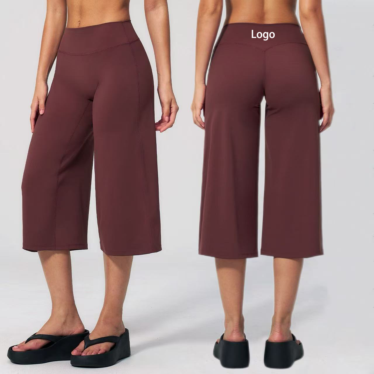 Capri High Waist Sports Fitness Women's Yoga Pants Nylon Casual Bell-bottoms Wide Leg Pants Gym Workout Sportswear Leggings