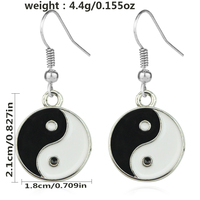 Collier et boucles d'oreilles en émail noir et blanc Tai Chi Yin Yang Huit Trigrammes pour femme, style simple et charmant, cadeau d'anniversaire Taoïsme Chinois