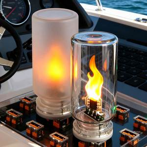 USB 5V Glass <b>LED</b> Flame <b>Light</b> Flickering Decorative Ambient Lamp for Car Interior Holiday Home and Christmas Atmosphere - Product Image 1