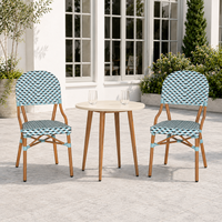 Chaise de bistrot française moderne, élégante et légère, en aluminium et rotin PE, pour extérieur, empilable, pour patio et parc, directement de l'usine