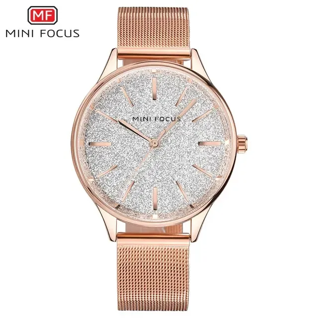 Mini Focus Mf0044l Quartz Horloges Mesh Stalen Armband Goud Zwart Vrouwen Luxe Dames Sterren Sky Simple Horloge Reloj De Mujer