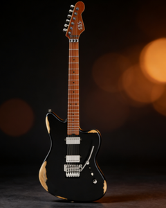 Guitarra Eléctrica Serie VS200 en Oferta, Cuerpo de Aliso Sólido, Mástil de Arce Flameado Tostado, Trémolo con Bloqueo Floyd Rose, Acabado Relic - Product Image 5