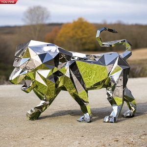 Hotel Dekoration Moderne große Spiegel polierte Edelstahl geometrische Pinguin Skulptur - Product Image 4