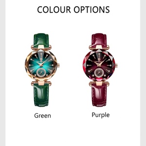 Relojes POEDAGAR para mujer, reloj de cuarzo con esfera de diamantes, correa de cuero, resistente al agua, reloj de pulsera para dama, regalo para novia - Product Image 3