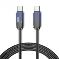Nuevo Cable de Carga Rápida de Datos USB C a USB C de Nailon Trenzado Transparente de 1m 2m PD 60W para Teléfonos Inteligentes