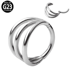 Mode ASTM F-136 titane avec 3 ventilateurs Out Design côté face à charnière Segment anneaux Clicker femmes nez anneaux Piercing bijoux - Product Image 3
