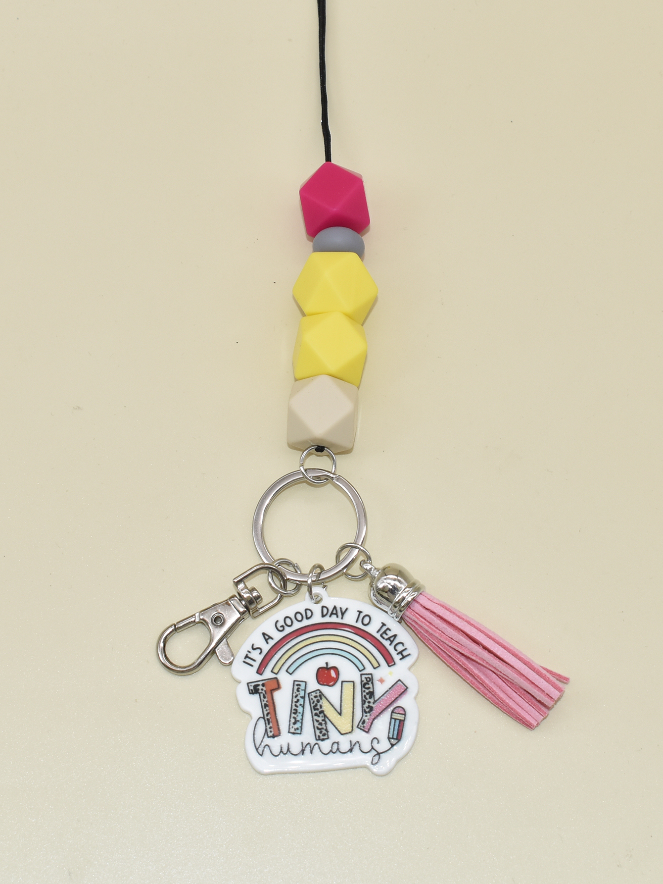 New Silicone Cartoon Daisy Love Necklace Pendant Keychain Beaded Book Brand Work Card Lanyard Purely Handmade Image 3