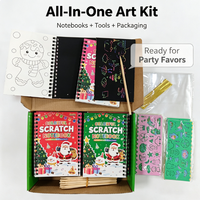 Carnet de griffonnage personnalisé de Noël avec reliure spirale en papier, ensemble de livres à gratter DIY pour enfants, stylet, pochoir, sac cadeau, cadeau de fête des fêtes