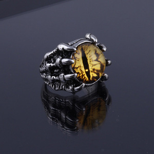 Nouvelle version coréenne – Bague ajustable ouverte avec crâne et opale pour homme - Product Image 1