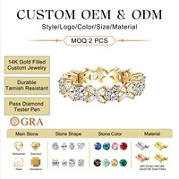 Bague d'éternité complète en moissanite pour femme, en or 14 carats, empilable, pour promesse, bijoux fins de luxe léger haut de gamme