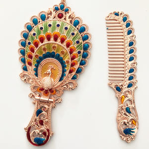 <span class=keywords><strong>Espejo</strong></span> cosmético plegable de Metal Retro europeo, Mini juego de regalo Rectangular portátil de doble cara para mujer, <span class=keywords><strong>espejo</strong></span> de maquillaje - Product Image 4