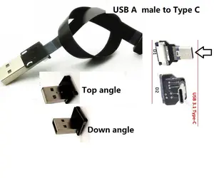 Laag Profiel Ultra Platte Dunne Fpv Ellebooghoek Mini Usb Flexibele Fpc Lintkabel Usb 3.1 Type C