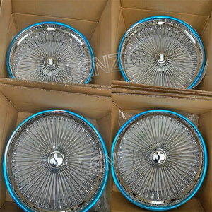 Nuevas llantas de aleación de aluminio con radios de acero de 24/26 pulgadas de ancho, tapas centrales flotantes de 9/10/12 y estilos knock-off, ruedas cromadas con acabado de alambre. - Product Image 3