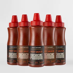 Kundenspezifische transparente Soß-Gewürzflasche aus Kunststoff Vinaigrette Dressingflasche Chili-Soße Verpackung Sojasoße Kunststoffflasche