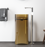 Lavabo autoportant moderne et classique Lavabo de salle de bain transparent en résine de cristal rouge clair pour hôtel
