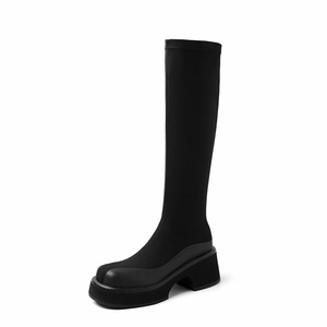 <span class=keywords><strong>Botas</strong></span> de Invierno para <span class=keywords><strong>Mujer</strong></span>, de Piel Genuina, Punta Redonda, Cierre Deslizante, Tacón Grueso, Altura hasta la Rodilla - Product Image 1