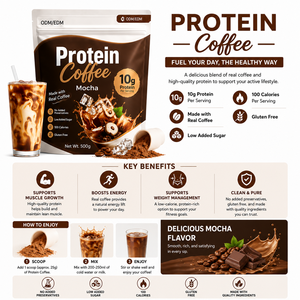 Poudre d'expresso instantanée OEM Premium, riche en protéines de lactosérum et prébiotiques, favorise la récupération musculaire, la concentration mentale et la digestion - Product Image 4
