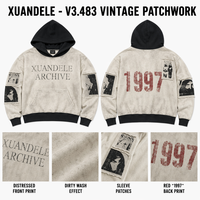 Sweat-shirt polaire pour homme, style urbain vintage, délavé à l'acide, imprimé DTG, à épaules tombantes, coupe carrée et courte, avec appliqué, patchwork et broderie