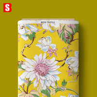 Tissu en coton à motif floral blanc et rose sur fond jaune Bessi, imprimé numérique personnalisé pour vêtements féminins