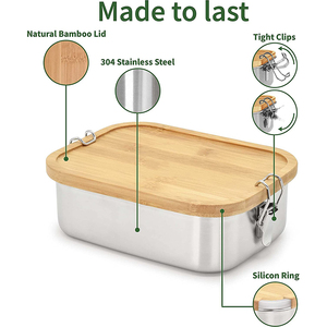 Boîte à bento en fibre de bambou, double bouton, étanche, boîte à lunch pour enfants et adultes, boîte à lunch en acier inoxydable, école, <span class=keywords><strong>travail</strong></span>, avec bouteille d'eau - Product Image 3