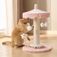 Jouet d'escalade pour chat haut de gamme populaire avec poteaux à gratter en tissu et boule suspendue – Durable, éducatif, rotatif, compact, Noël