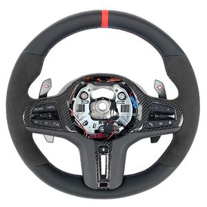 عجلة قيادة رياضية من الجلد وألياف الكربون لسيارات BMW الفئة M2/M3/M4 موديلات 2013-2023 (G10/G14/G15/G16/G20/G21/G22/G26/G30/G31/G32/G42/G80) - Product Image 1