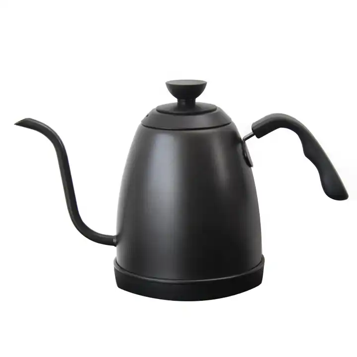 Black 1L Stainless Steel Gooseneck Electric Kettle