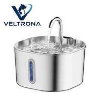 Tempat Minum Hewan Peliharaan Otomatis 2.2L Stainless Steel, Sirkulasi Pintar, Pompa Senyap, Filter, USB, Grosir