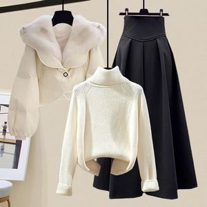 Conjunto <span class=keywords><strong>de</strong></span> 3 Piezas <span class=keywords><strong>de</strong></span> Moda Coreana <span class=keywords><strong>para</strong></span> Otoño e Invierno, Abrigo <span class=keywords><strong>de</strong></span> Algodón con Cuello <span class=keywords><strong>de</strong></span> Lana <span class=keywords><strong>para</strong></span> Estudiantes, Vestido Informal <span class=keywords><strong>de</strong></span> Lana <span class=keywords><strong>para</strong></span> <span class=keywords><strong>Mujer</strong></span> - Product Image 4