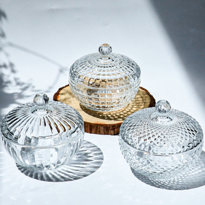 Luxuriöser Transparenter Runder Glas-Kristall Schmuckaufbewahrungsbehälter Lebensmittel-Aufbewahrungsbehälter Gewürz- und Obstglas Bonboniere Kerzenhalter - Product Image 1