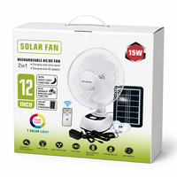 Ventilateur solaire AC/DC de 12 pouces avec lampe anti-moustiques, batterie au lithium amovible de 6600 mAh, ventilateur de table solaire portable avec sortie USB