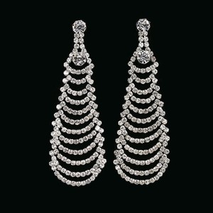 Bijoux de mode, boucles d'oreilles de luxe, longues boucles d'oreilles à franges serties de diamants, boucles d'oreilles brillantes entièrement serties de diamants pour femmes, E267 - Product Image 4